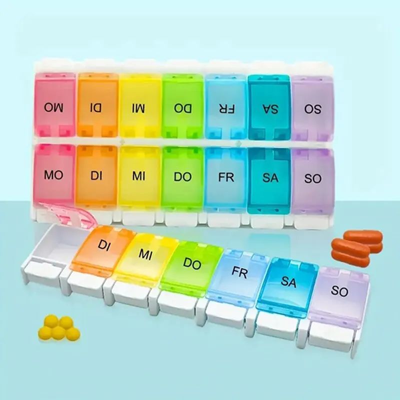 7 Boxes a Week Piano Press Pill Box Portable Single Row Pill Box Seven Days Rainbow Pill Box