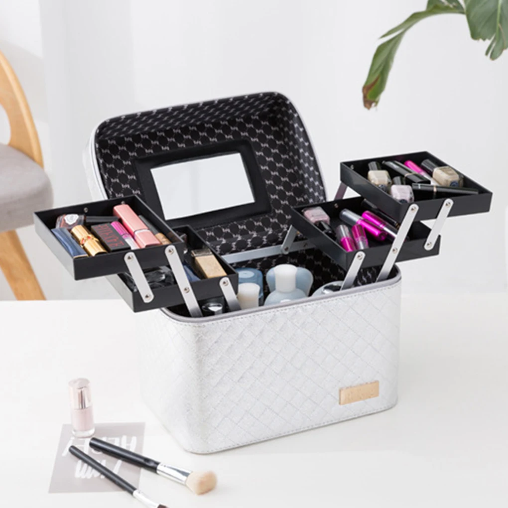 

Multilayer Clapboard Cosmetic Bag Beauty Foldable Tray Makeup Organizer