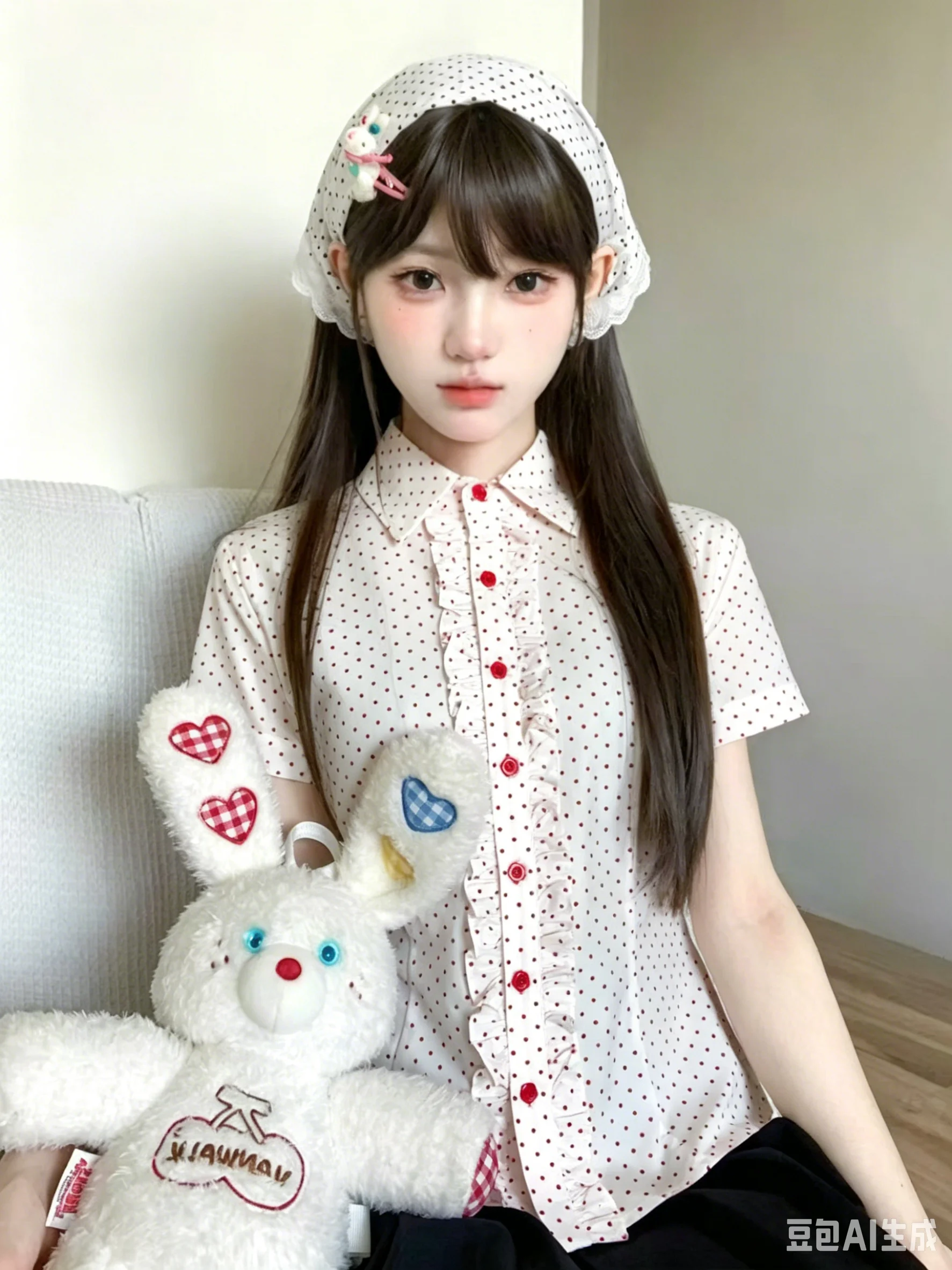 Summer Sweet Kawaii Red Polka Dot Polo Shirt Women Y2k Vintage Slim Fit Button Down Blouse Casual Harajuku Fashion Tops Lolita