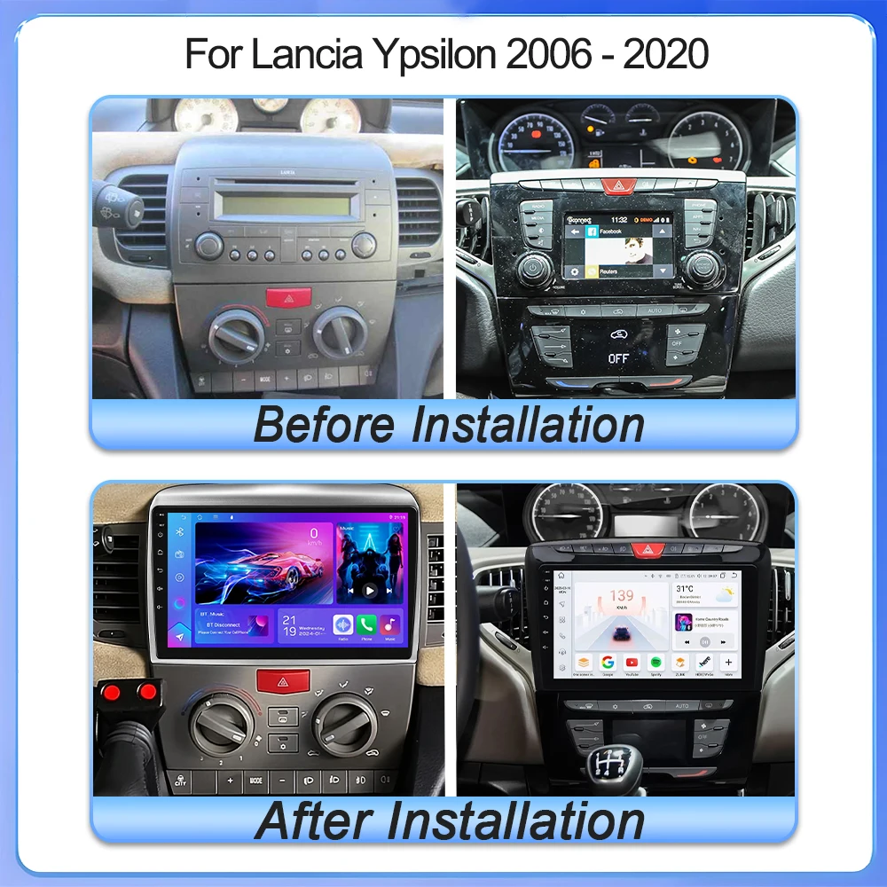 Android 16 For Lancia Ypsilon 2006-2020 Car Radio  Multimedia Video Player GPS Navigatio 8 Coren Vertical Touch Screen Carplay