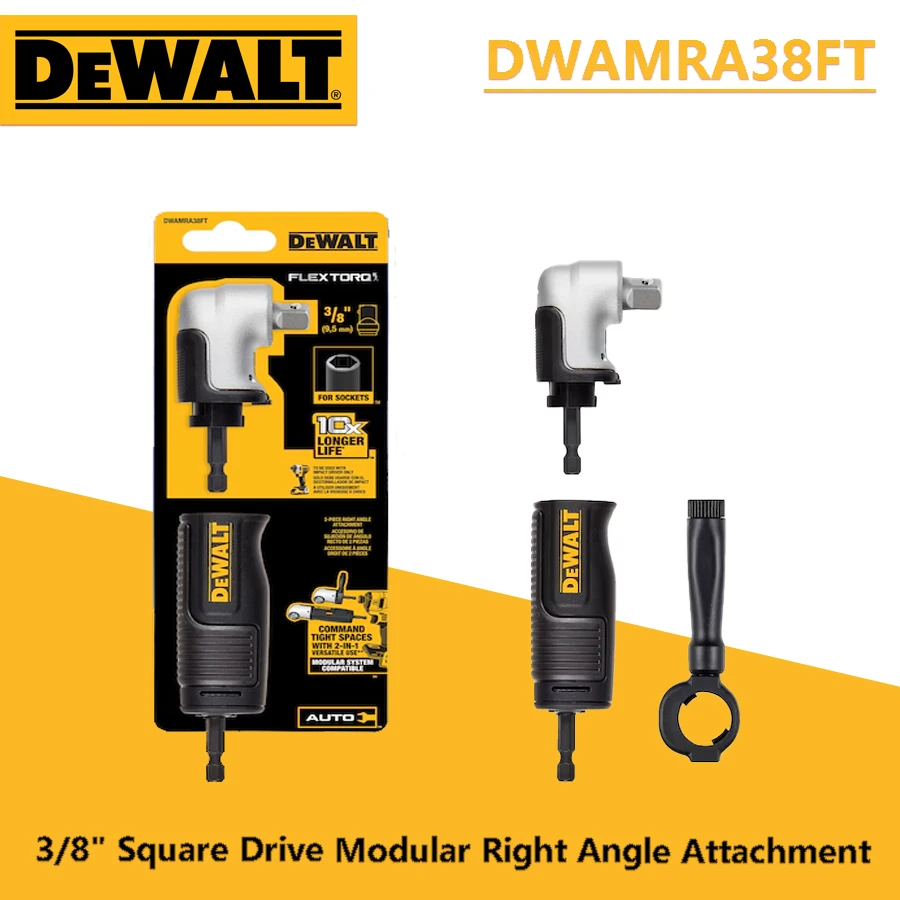 

DEWALT DWAMRA38FT 3/8" Square Drive Modular Right Angle Attachment Impact Driver Adaptor 2-in-1 Power Tool Accessories