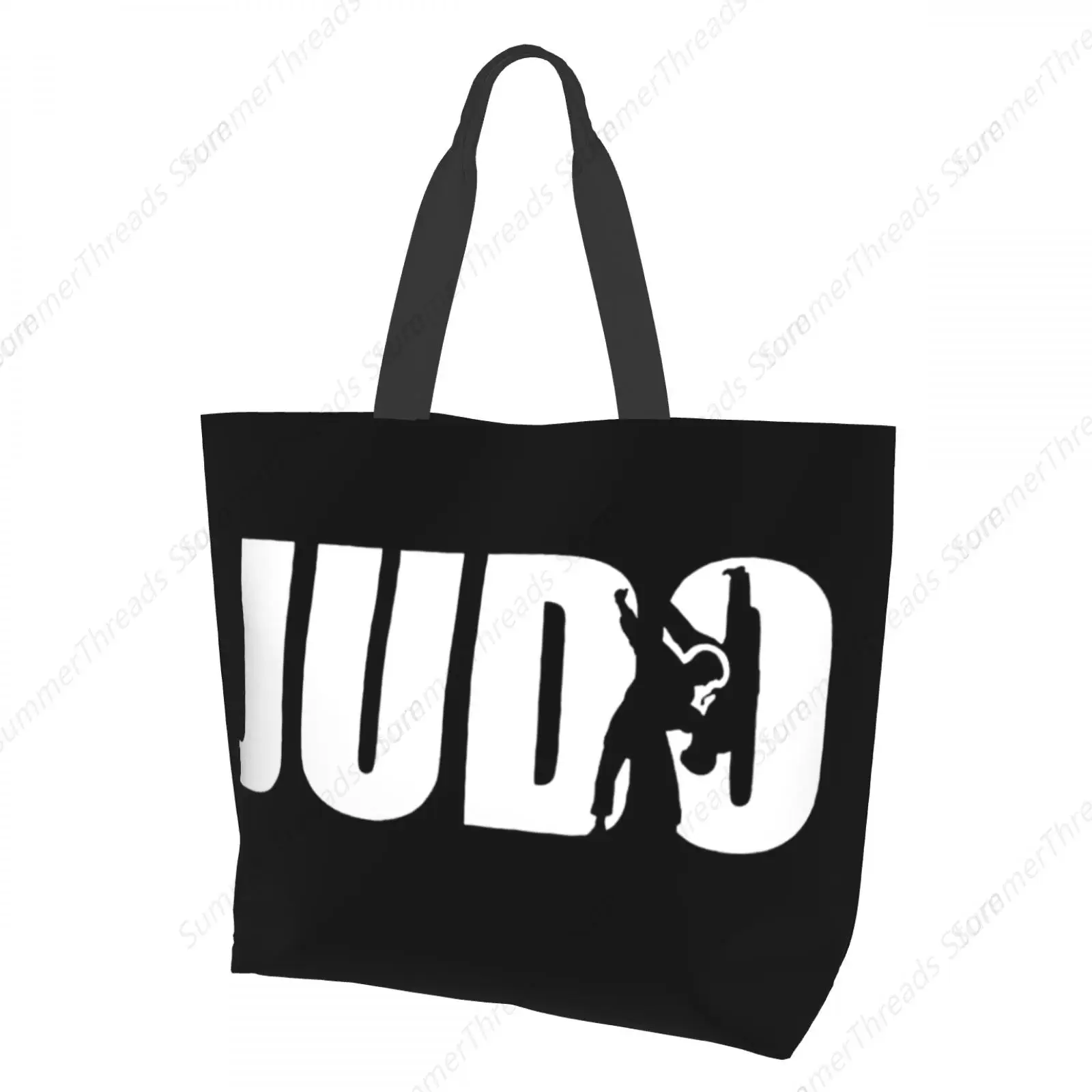 

Сумка-тоут с силуэтом дзюдо для женщин, большие сумки с принтом, портативная пляжная сумка, многоразовые сумки для продуктов, водонепроницаемые