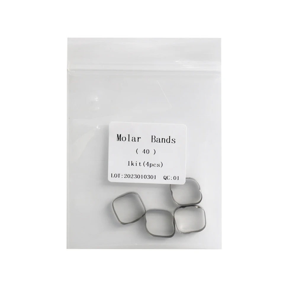 1Pack 4Pcs Orthodontic Molar Band Without Buccal Tube Without Cleat (33-41) Dental Material