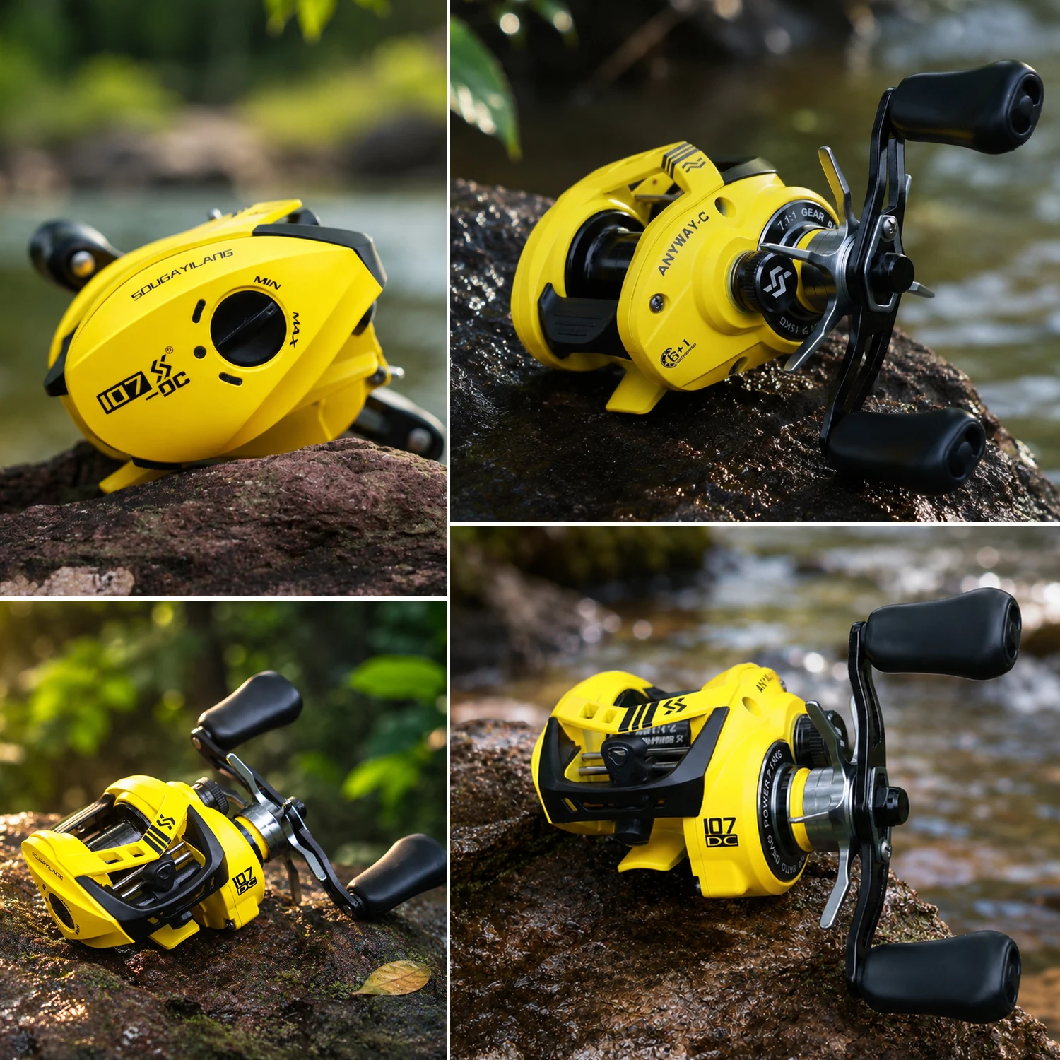 Sougayilang 107-DC Baitcasting-Rolle, Übersetzungsverhältnis 7,1:1, 6+1BB, leichte Angelrolle für lange Würfe, maximale Zugkraft 15 kg, Salzwasser, Süßwasser – Detail 15