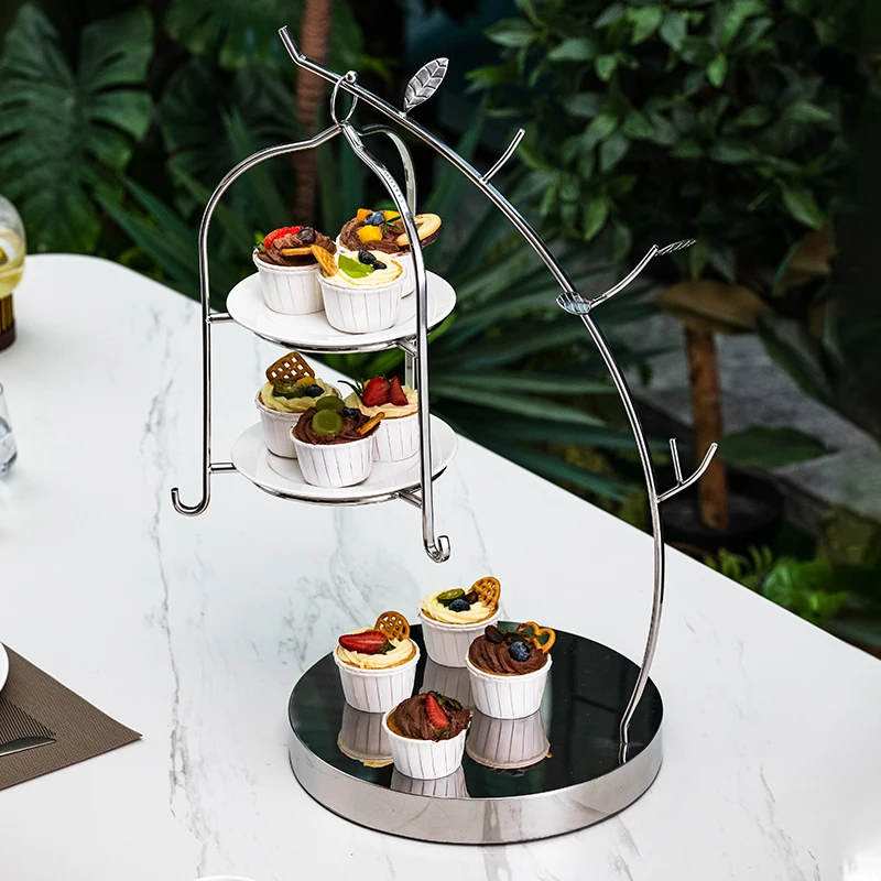 #Dessert table ornament display stand European multi-layer afternoon tea snack rack Cold meal tea break table creative cake rack