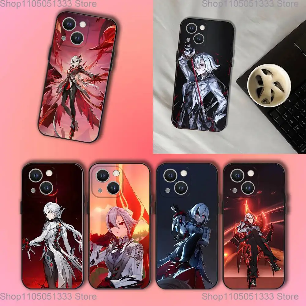 

G-Genshin Impact Arlecchino Phone Case For iPhone 17,16,15,14,13,12,11,Pro,XS,Max,XR,Plus,E,SE4,Mini Black Soft Cover