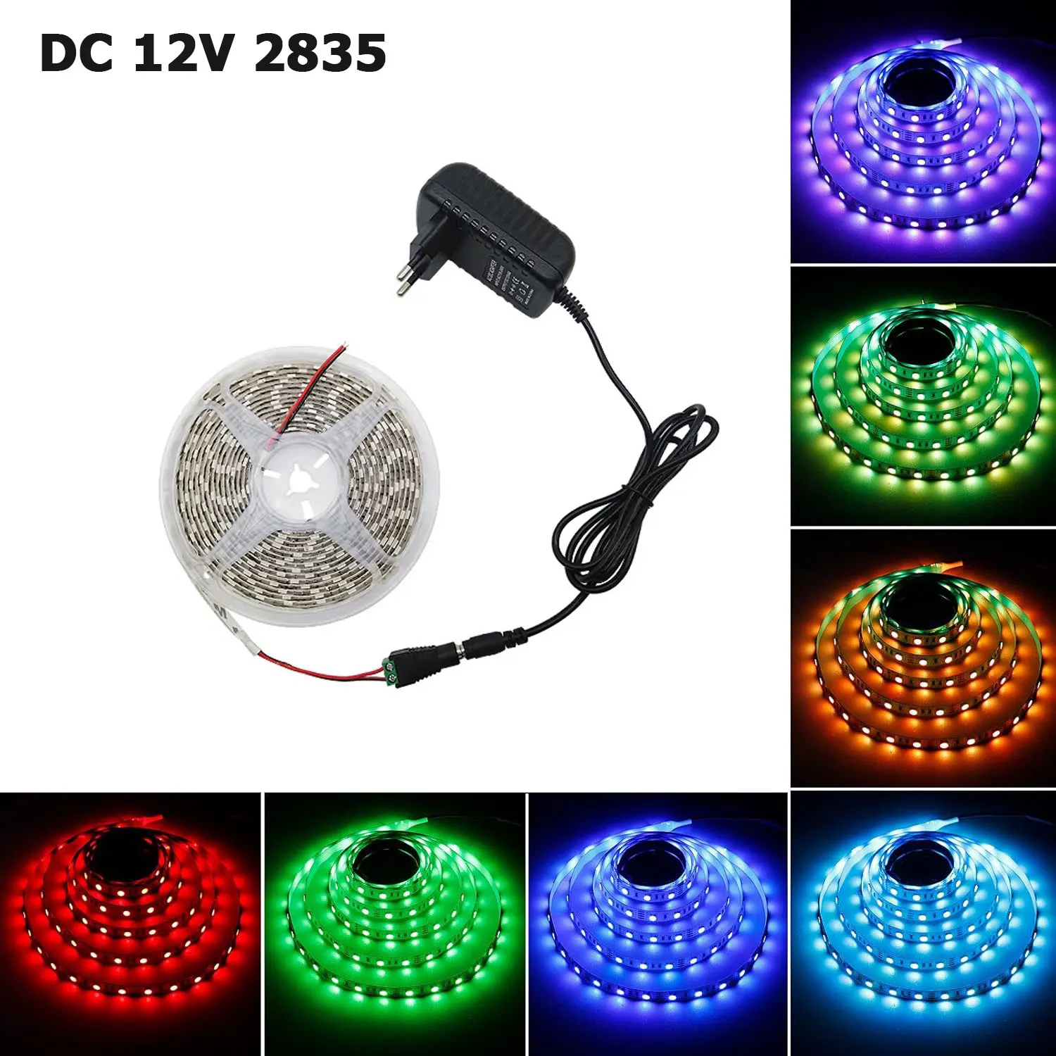 

Светодиодная лента постоянного тока 12 В Smd 2835 Лента 5 м 60 светодиодов/м Rgb Теплый белый Синий Красный Зеленый Желтый Гибкая световая лента Лента Диодная лампа