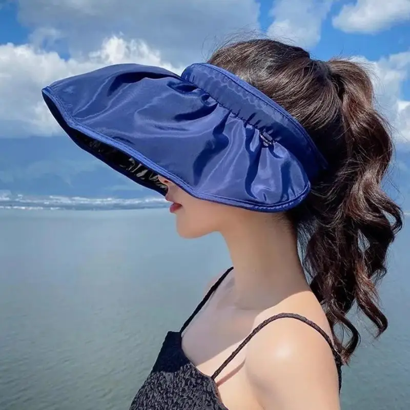 UPF50+ Sonnenblende, doppelt verwendbar, Sonnenschutz für das ganze Gesicht, faltbares Stirnband für Strand, Wandern, Outdoor, Sommerhüte für Damen – Detail 15