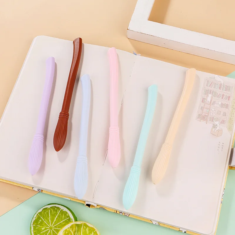 48 Pcs Gel Pens Set Wholesale Creative Flying Broom Neutral Water Pen Macaron Broom Shape  Cute Stationery Office Supplies
