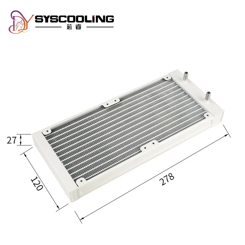 Syscooling White aluminum radiator120/240/360mm  27mm thickness G1/4 thread water cooling Heat Exchanger  DIY cooling system