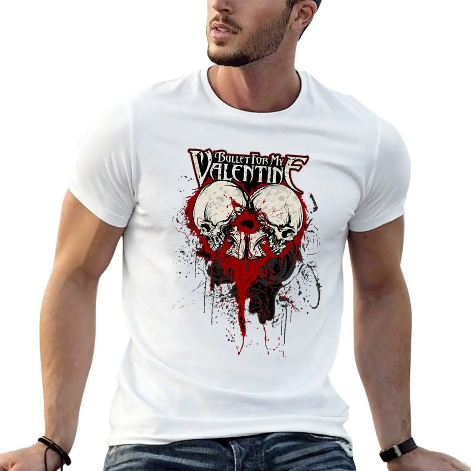 

Music Vintage Bullet For My Valentine Two Skull Gift Music Fans T-Shirt t shirts for man pack cotton t shirt man plain T-Shirt