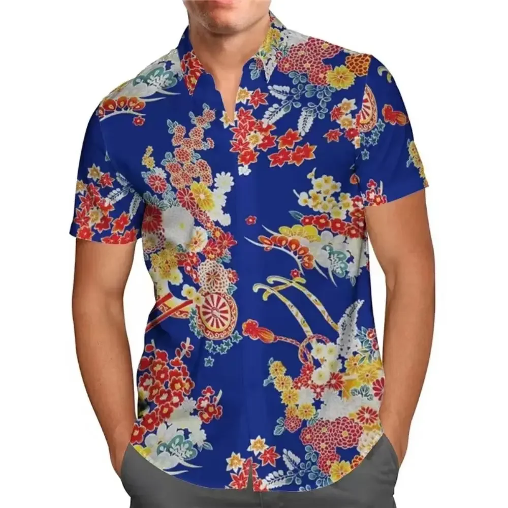 New Casual Shirt For Men Short Sleeve Tops 3d Flower Shirts Oversized Graphic Clothing Fashion Street Men's Hawaiian Shirts 2024 - Image 3