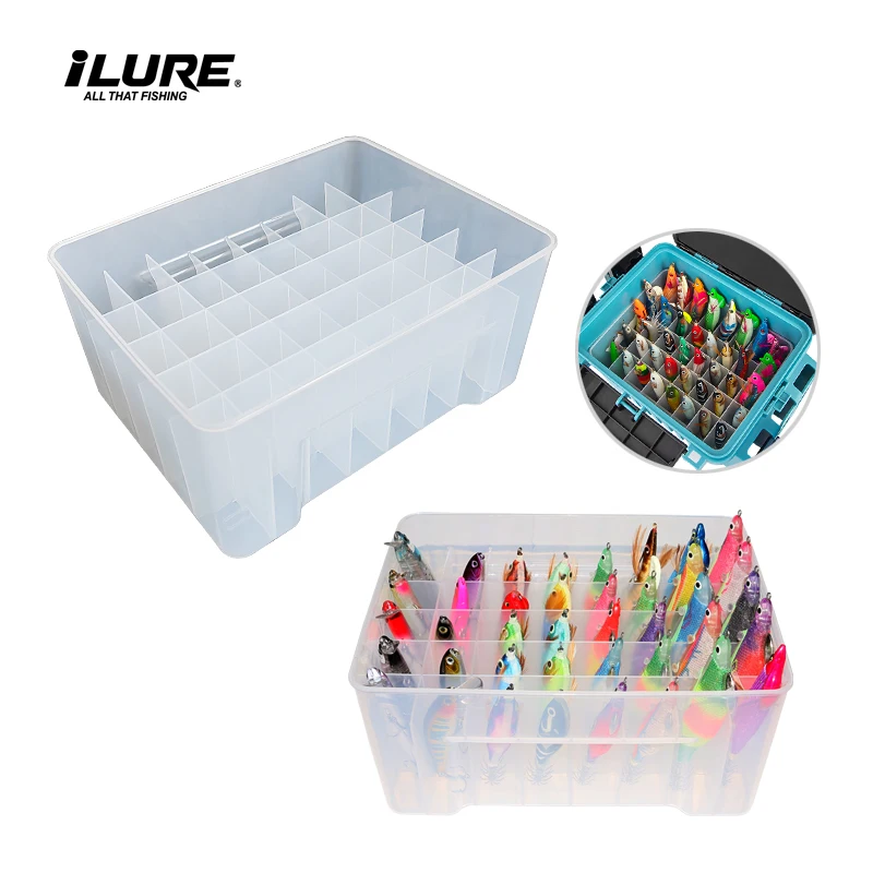 

ILURE Large Capacity 40 Grid Fishing Tackle Box Organizer Storage Box Wood Shrimp Squid Bait Carp Fishing Accessories Tackle Box