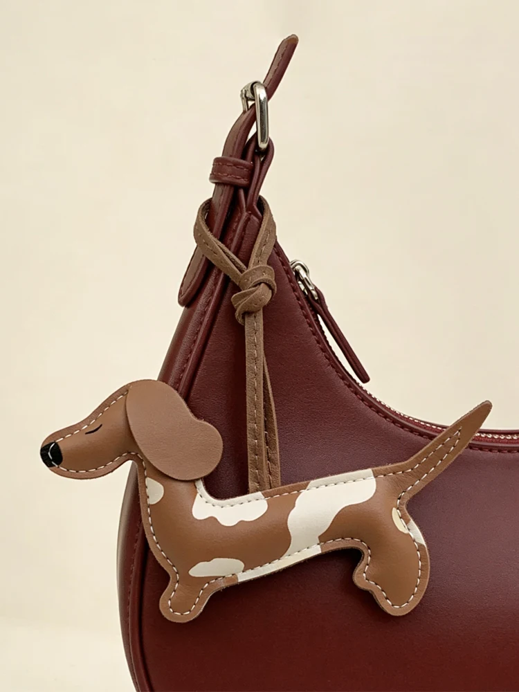 Leder-Dackel-Taschenanhänger, PU-Leder Hunde-Taschenaccessoire, Vielseitiger Kleiner Hunde-Autoanhänger – Detail 2