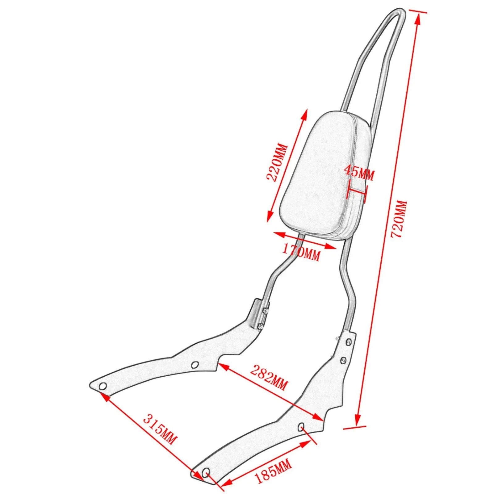 Backrest Sissy Bar For Yamaha Dragstar V-Star DS XVS400 XVS650 Custom 1996-2017