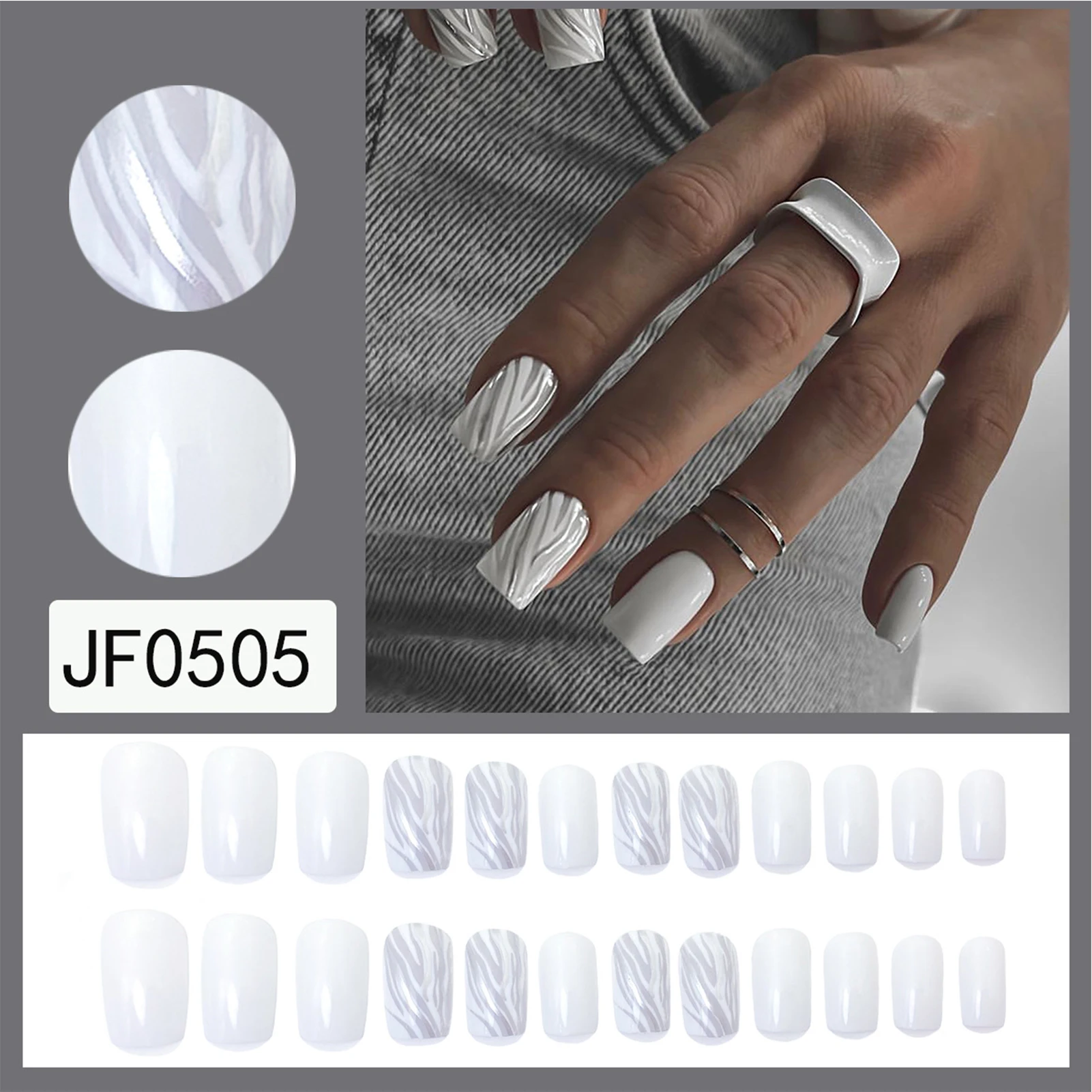 Western Style Silver False Nails with Flame Pattern Not Hurting Hands Not Easy to Break Nail for Stage Performance Wear