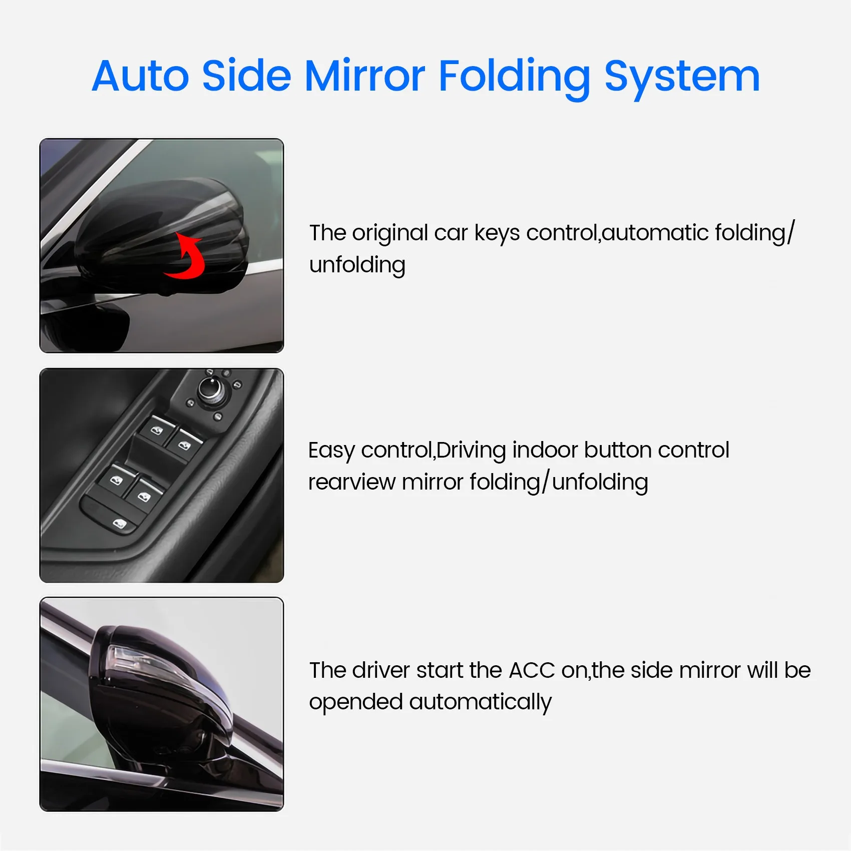 

Car Side Mirrors Folder Fold And Spread Automatically Kit For Toyota RAV4(2020) LHD+ Plug And Play