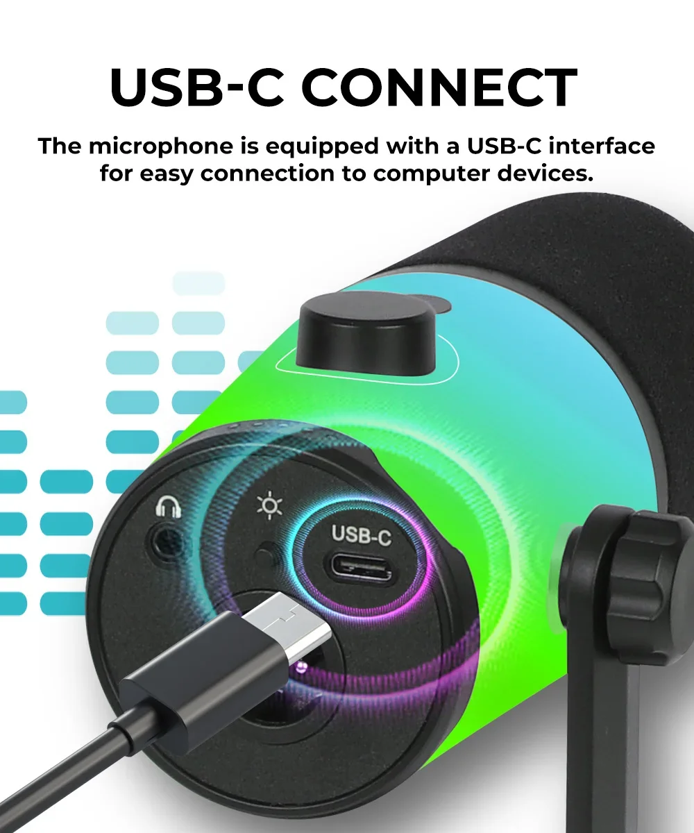 G-Mark Professionelles Dynamisches Usb-Mikrofon, Kabelgebunden, Nierencharakteristik, Pc-Gaming-Podcast-Mikrofon, Rgb-Licht, Schnelle Stummschaltung S1Da2565F4Cca49E8Aa981Ebde8540F1Bc