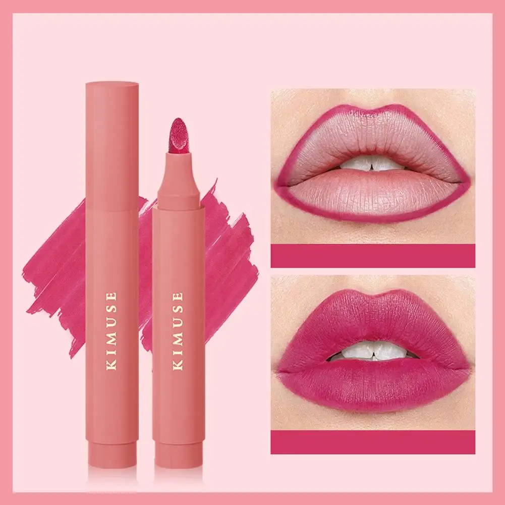 Lip Stain Marker Pen Liquid Dye Lip Tint Hydrating Waterproof Contour Effect Long Pen Lasting Lipstick Natural Pen Marker C V4B2