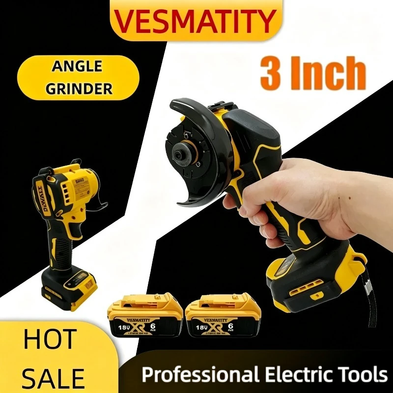 3 Inch Angle Grinder Cordless Mini Polishing Grinding Machine Electric Cutting Power Tools For DeWALT Battery