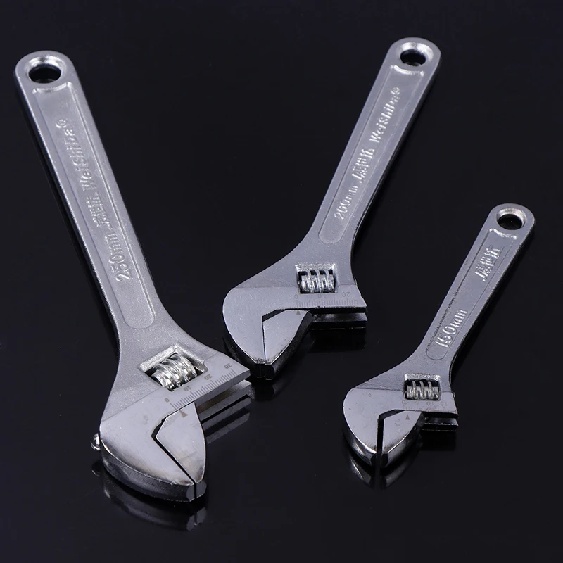 1PC Large Openin Long Handle Universal Spanner Carbon Steel Mechanical Workshop Hand Repair Tools Adjustable Wrench