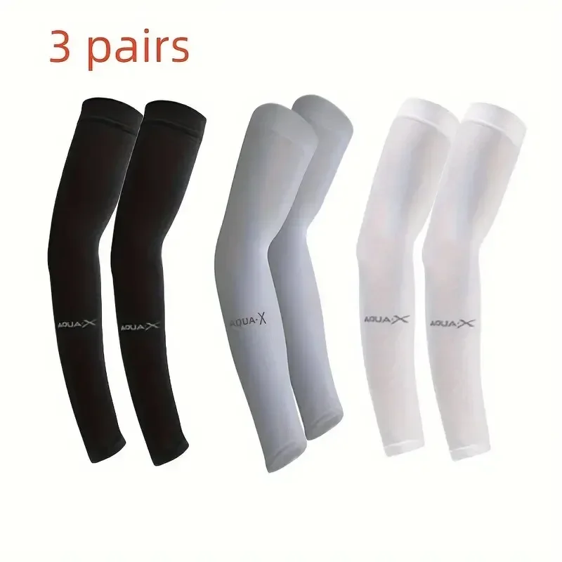 3 Pairs Breathable UV Sun Protection Sleeves Cooling Arm Covers Anti-Slip Sports Driving Outdoor Cooling Sun Sleeves