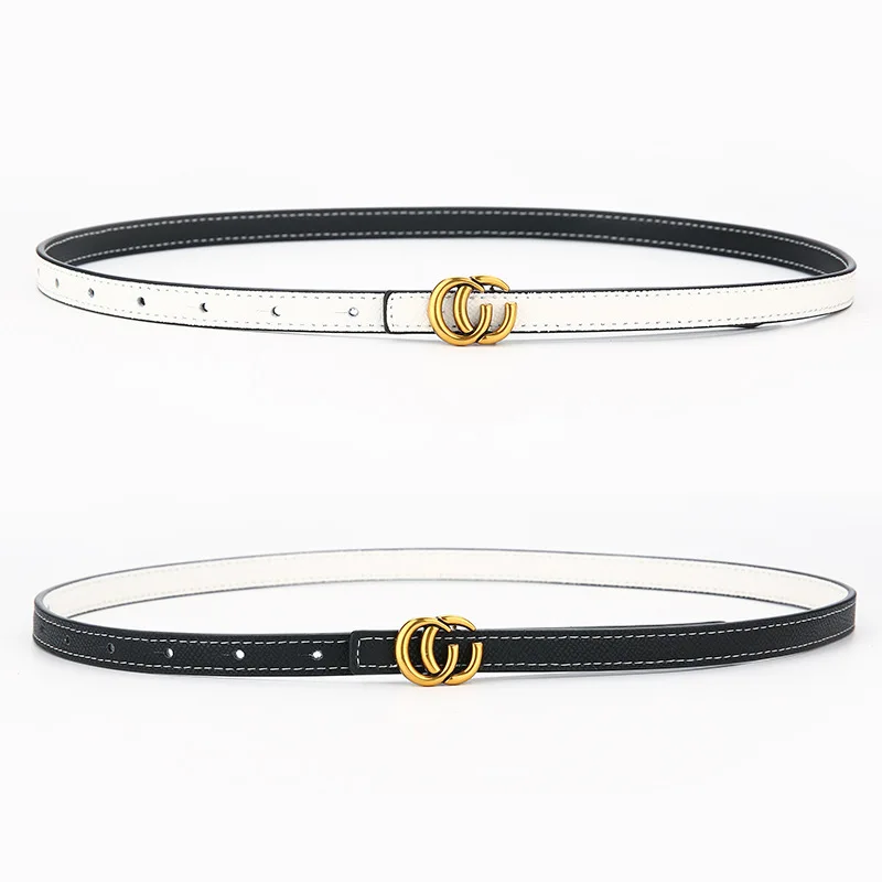 High-end new women\'s thin belt to decorate dresses, casual shirts, jeans, double C small belt suitable for all occasions 1.3m