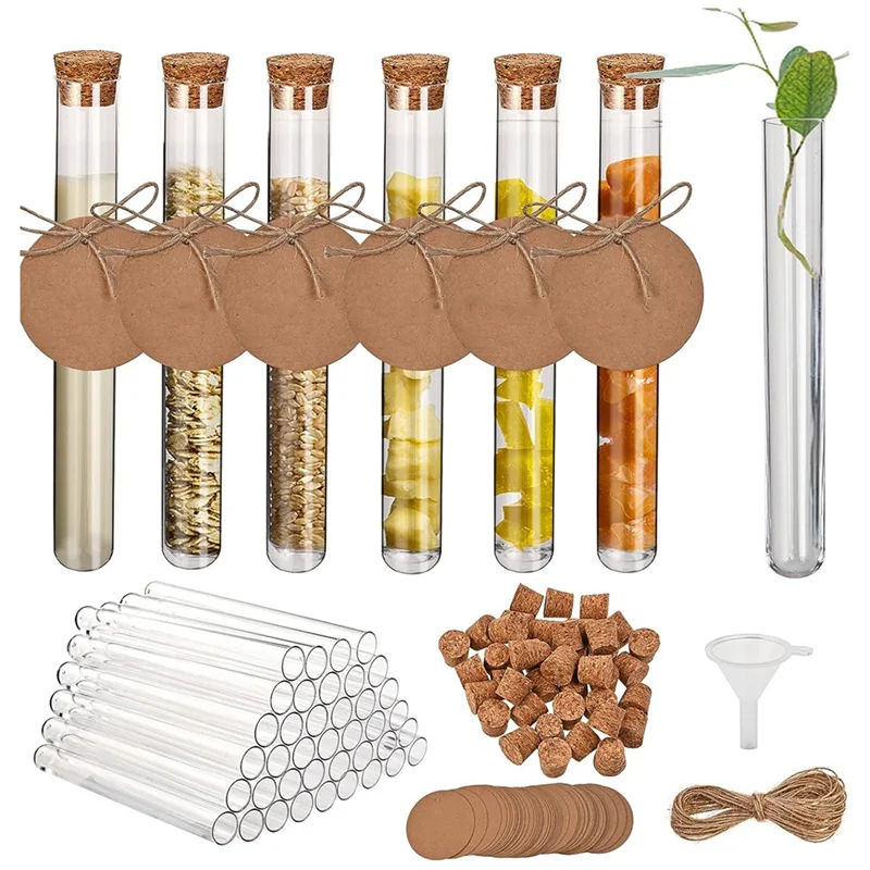 100 Test Tube With Cork, 16x100mm Test Tubes With Cork for DIY Craft Candy Liquids Spices Flowers