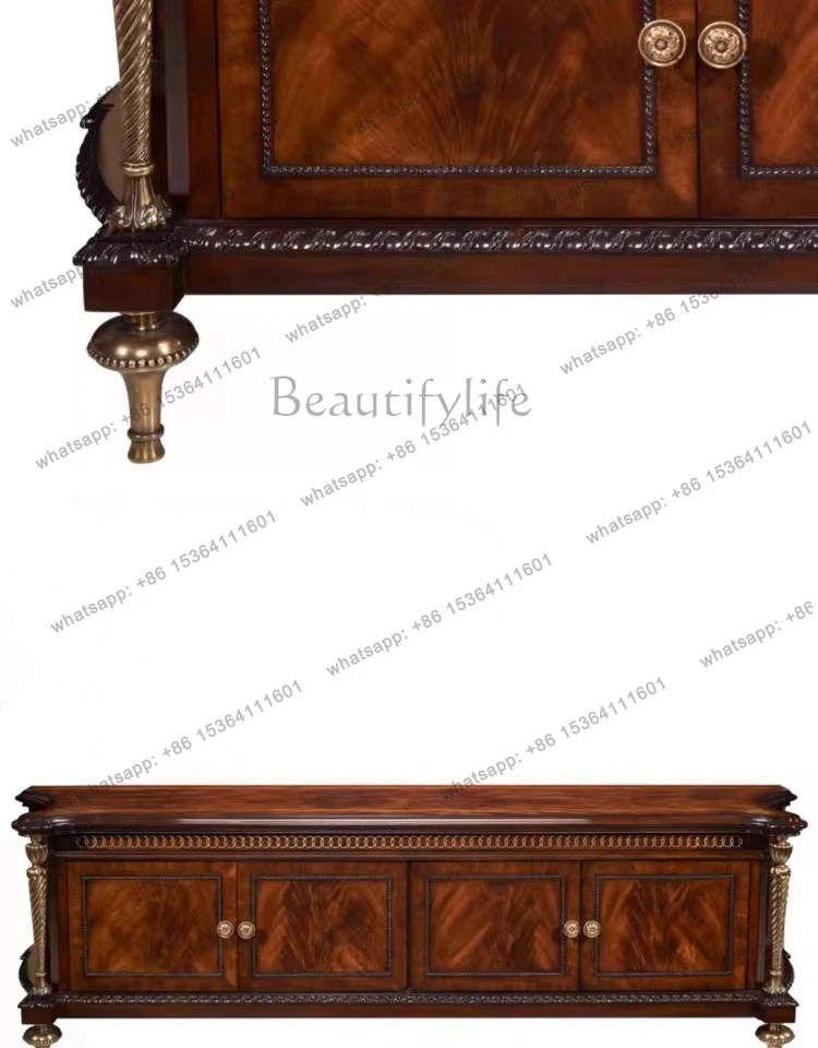 English solid wood TV cabinet European luxury furniture mahogany TV cabinet furniture