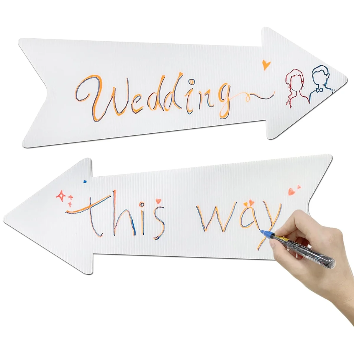BABQ Blank Arrow Yard Signs with Stakes, 5 Pack 17 x 6 Inches White Blank Wedding Directional Yard Signs, Arrow Yard Signs