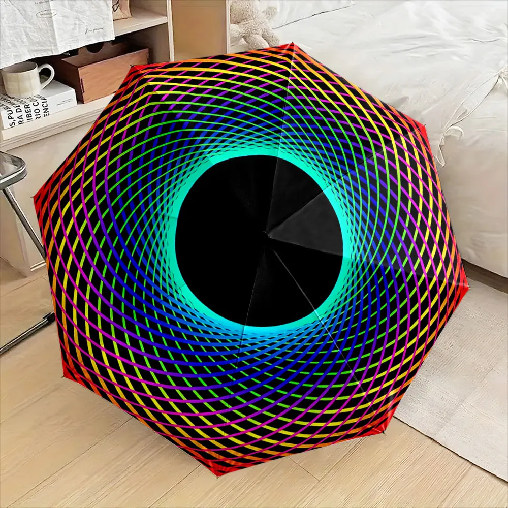 Colorful Geometric Spiral Pattern Umbrella Design portable waterproof sun rain umbrella for outdoor travel beach