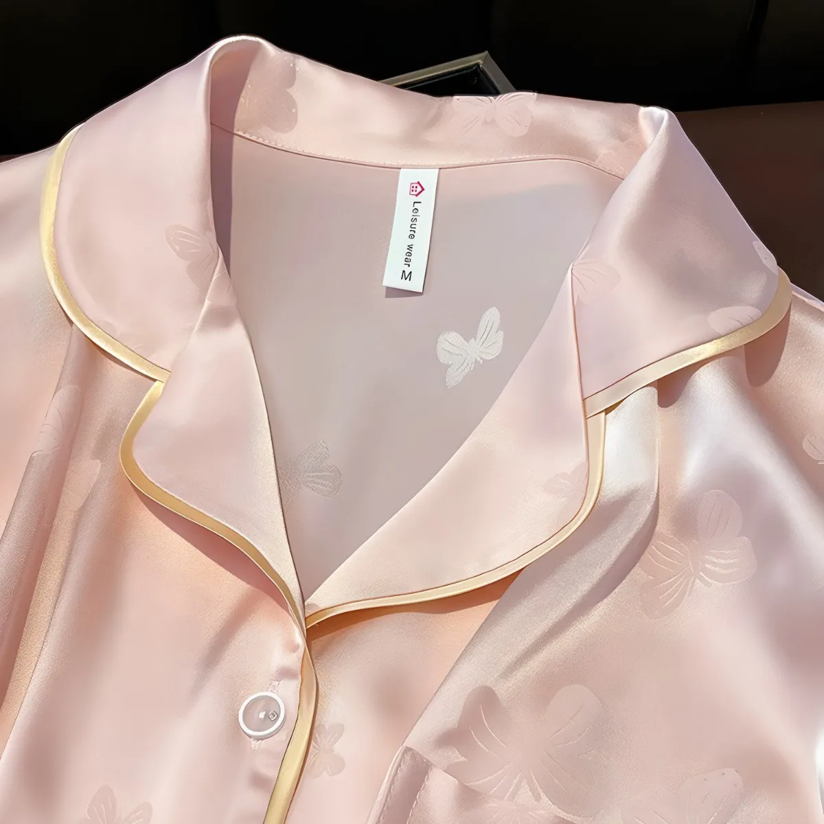 Women's Mulberry Silk Summer Pajamas Set Solid Color Jacquard Long Sleeves Trousers Gift Box Spring Summer Autumn Solid XXL Size