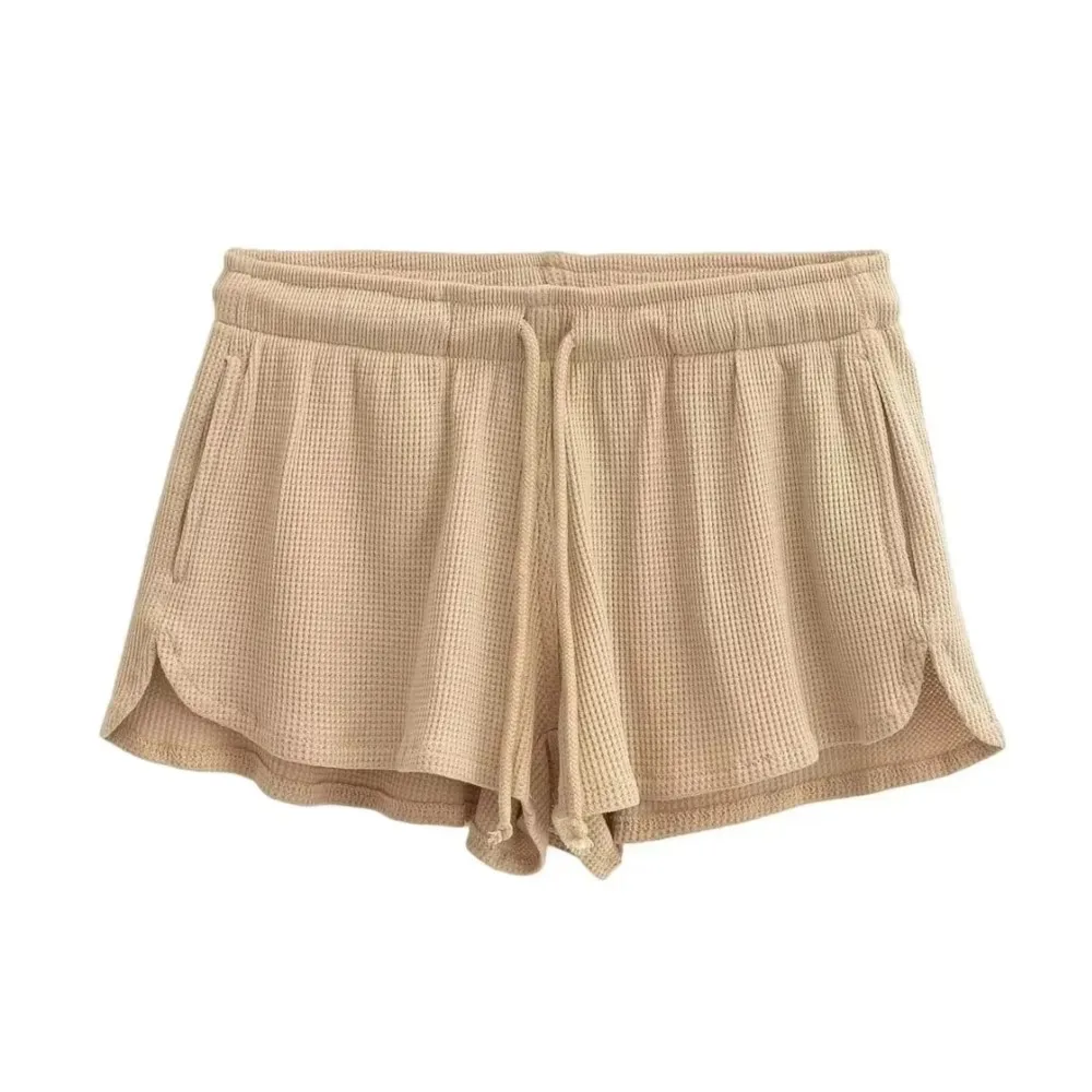 2026 Women's Clothe Three-quarter Pants Shorts For Lady Simple Style All-match Homewear Solid Color Drawstring Loose Home Casual