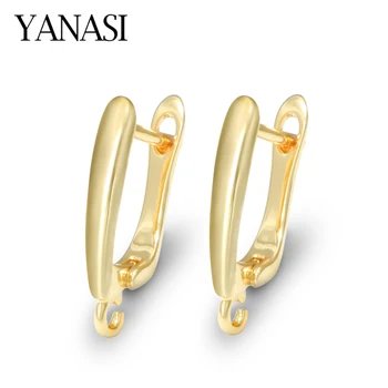 1 คู่ทองเหลืองชุบทอง 18K ตะขอต่างหู Earwire Fasteners,ต่างหูทําอุปกรณ์,ทองแดงฟรีนิกเกิล Clasp