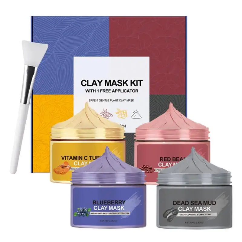 

Mud Clay Face Wash 4X Plant Extracts Darkhead Remover Cleansing Mud Clay Moisturizing Clay With Brush firming facial mask