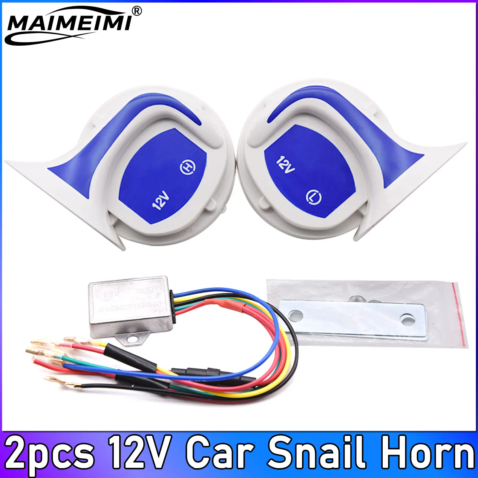 

Loud Car Signal 2pcs 12v High Quality 300DB Air Horn with Relay Car Snail Electric Air Horn for Motorcycle Car Trucks Horn