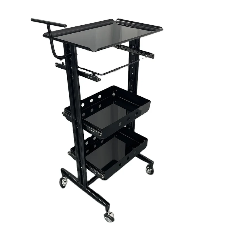 

Современная роскошная профессиональная тележка для парикмахерской, рабочая тележка, 2-слойная портативная и складная тележка для салона с колесом