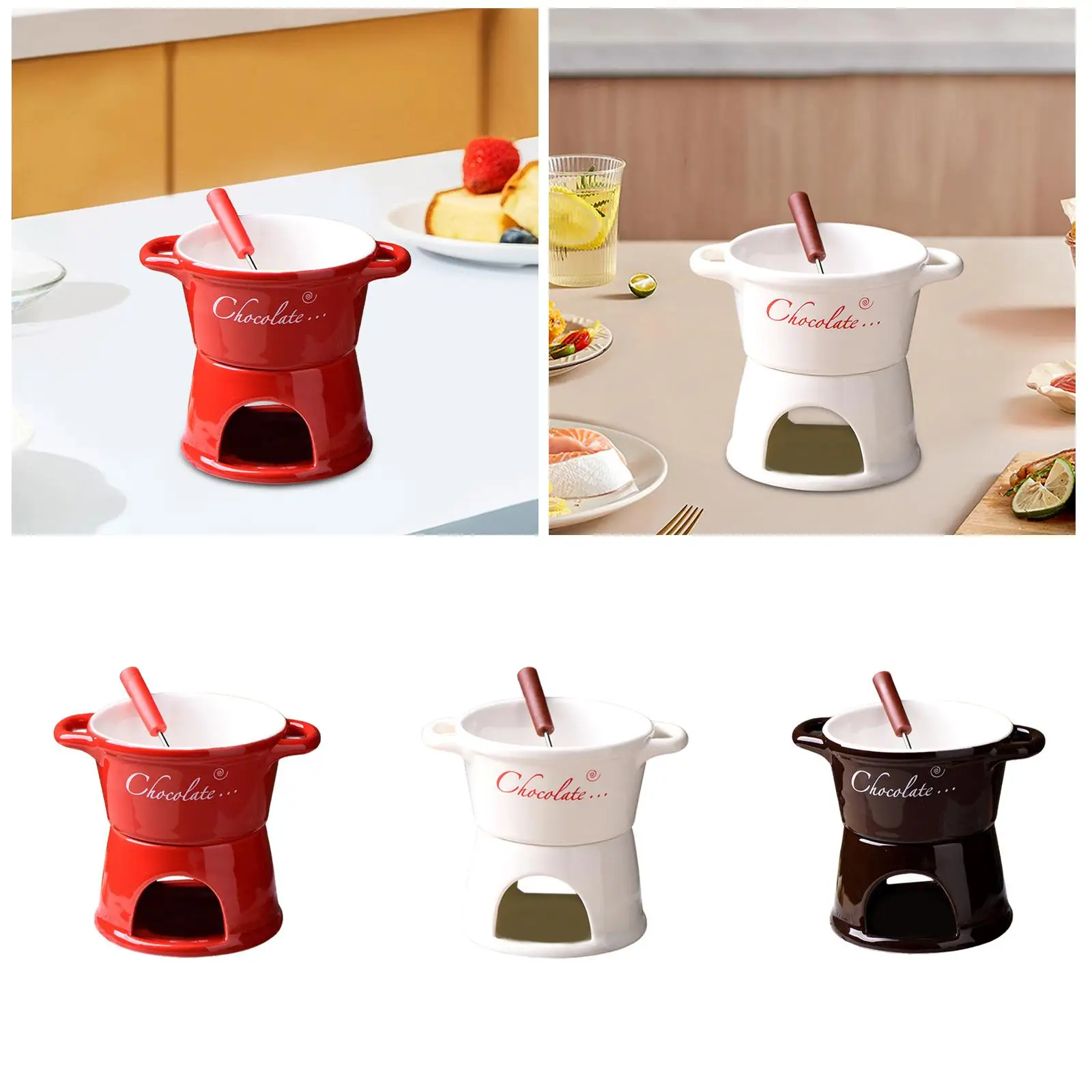 Chocolate Fondue Pot Cookware Chocolate Melter Cheese Fondue Pot Fondue Pot Set for Cheese Cheese Melting Broth Snack Caramel