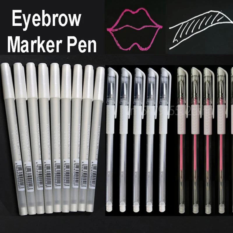 10pcs White Eyebrow Marker Pen Waterproof Microblading Tattoo Surgical Skin Pmu Pen For Permanent Make Up Tattoo Accessories