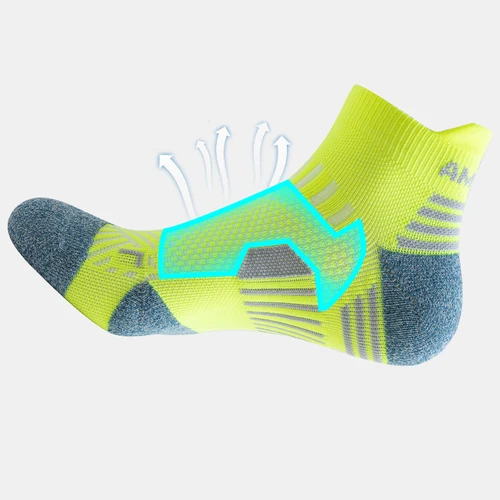 Imagen 2 del producto 6 pares de calcetines para hombre, calcetines tobilleros deportivos profesionales para correr maratón, calcetines cortos de tubo acolchados con toalla gruesa para Fitness de invierno