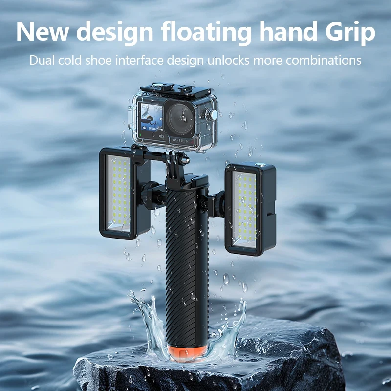 Floating buoyancy stick Hand Grip With Cold Shoe Mount For GoPro Hero 12 11 9 8 Insta360 X4 X3 Osmo Action 4 Camera Accessories