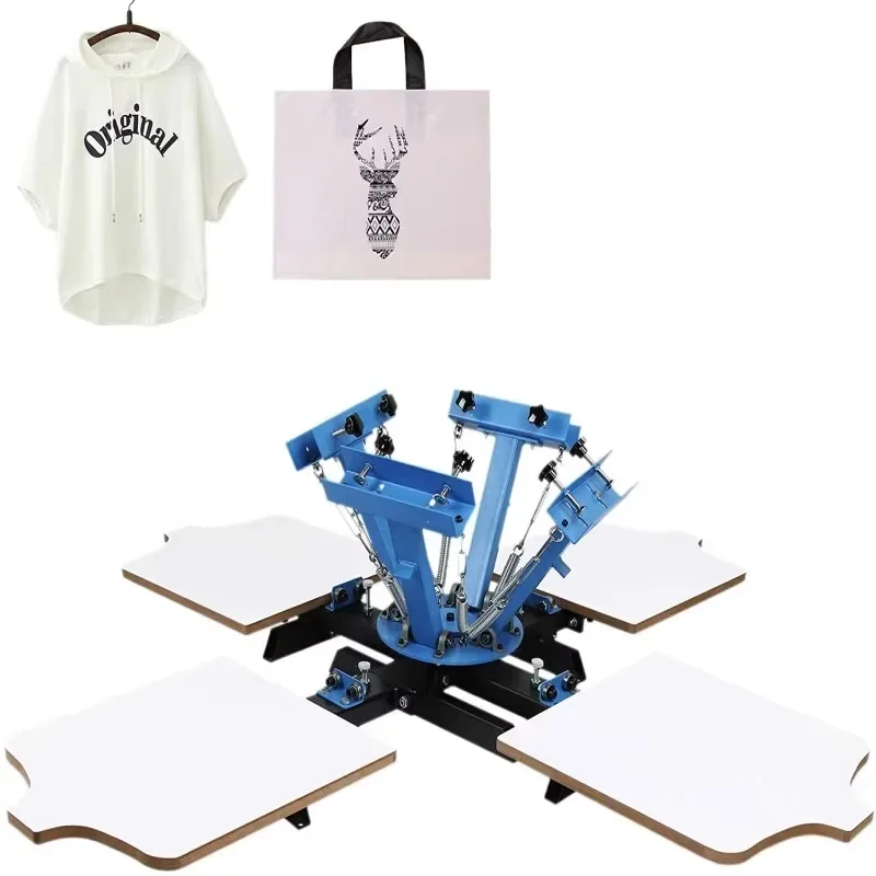 

4-Color 4-Bit Press Multi-color Multi-station Screen Printing Machine T-shirt Short Sleeve Clothing Non-woven Bag Press