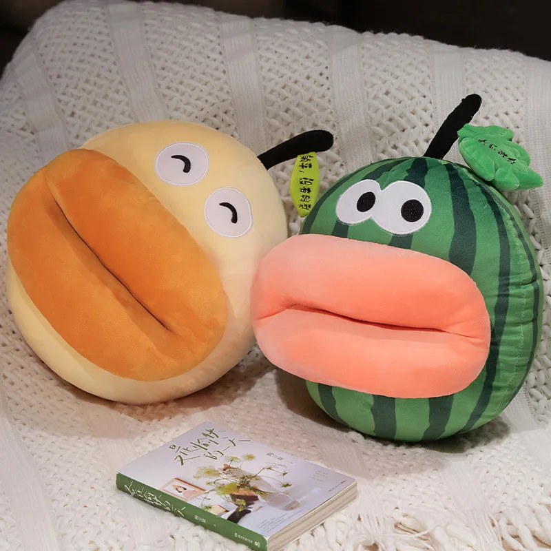 Cartoon Big Mouth Fruit Pillow Blanket Plush Creative Design Accompanies Soothing Soft and Comfortable