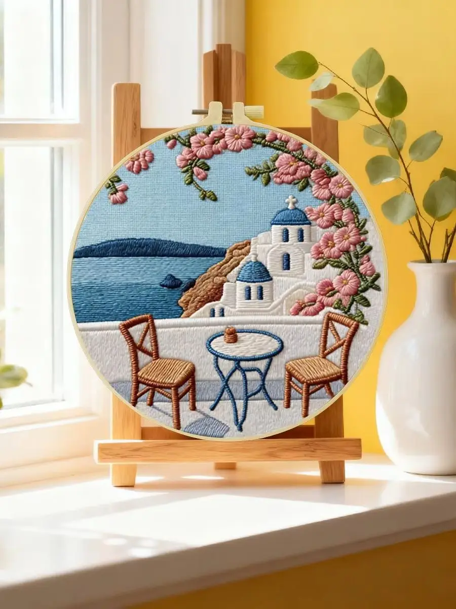 1 Stück 20X20CM/15X15CM 7,87/6,3 Zoll Meeresblick Stickerei Starter-Kit DIY-Kit DIY-Stickerei-Set Handarbeiten Nadelkunst – Detail 6