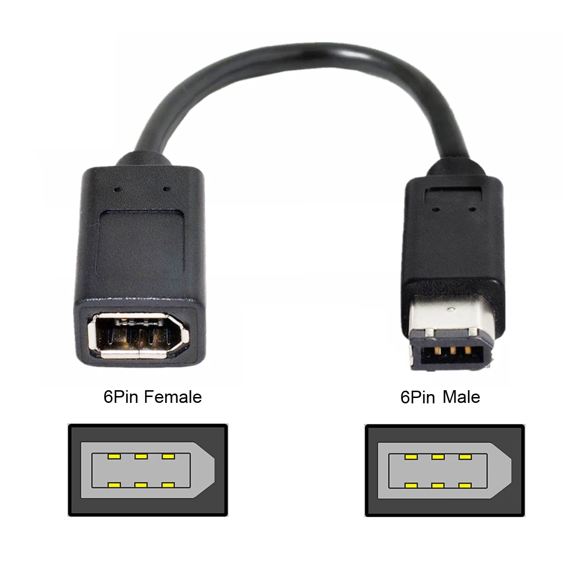 كابل بيانات لبطاقة التقاط الفيديو ، وصلة كابل ، سلك نار ، 1394a ، ذكر ، يي ، ، 6Pin ، أنثى ، إلى