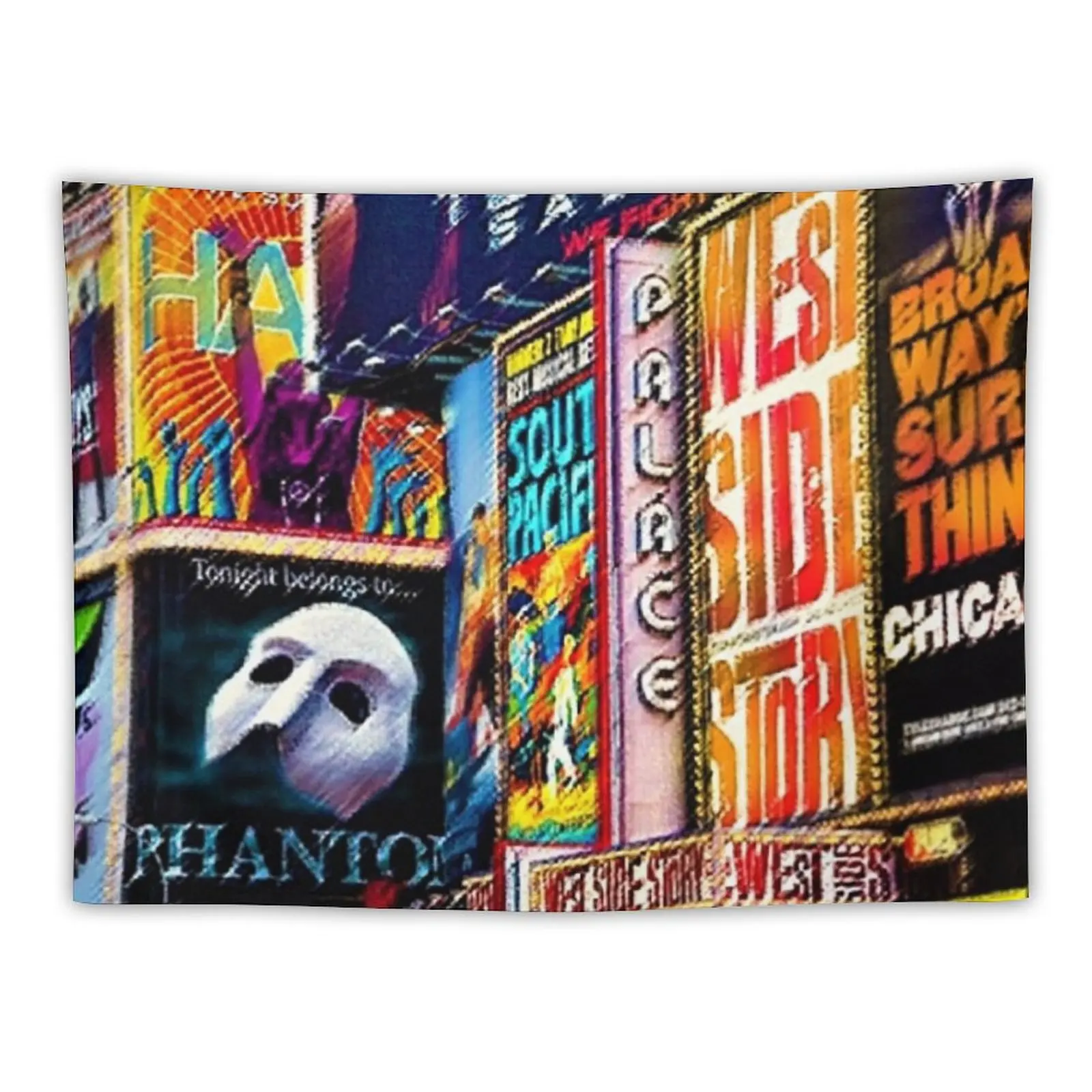 New The Great White Way – Broadway, NYC #2 Portrait – Jéanpaul Ferro Tapestry Aesthetic Room Decoration Wall Tapestry