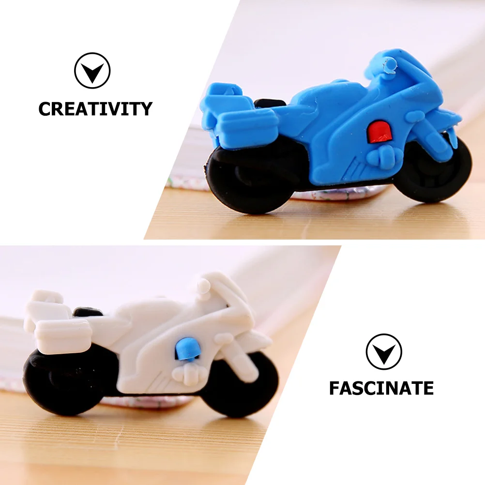 

20pcs Motorcycle Shaped Kids Mini Cartoon Erasers Bulk Portable Writing Painting Correction For Children Classroom Supplies
