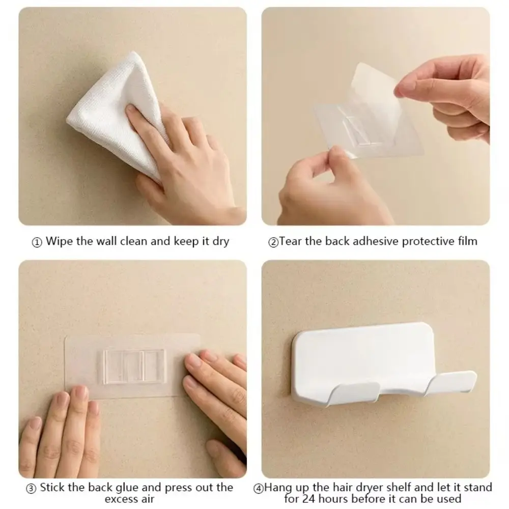Soporte portátil para secador de pelo, soporte para secador de pelo autoadhesivo sin perforaciones, estante de almacenamiento Universal para baño