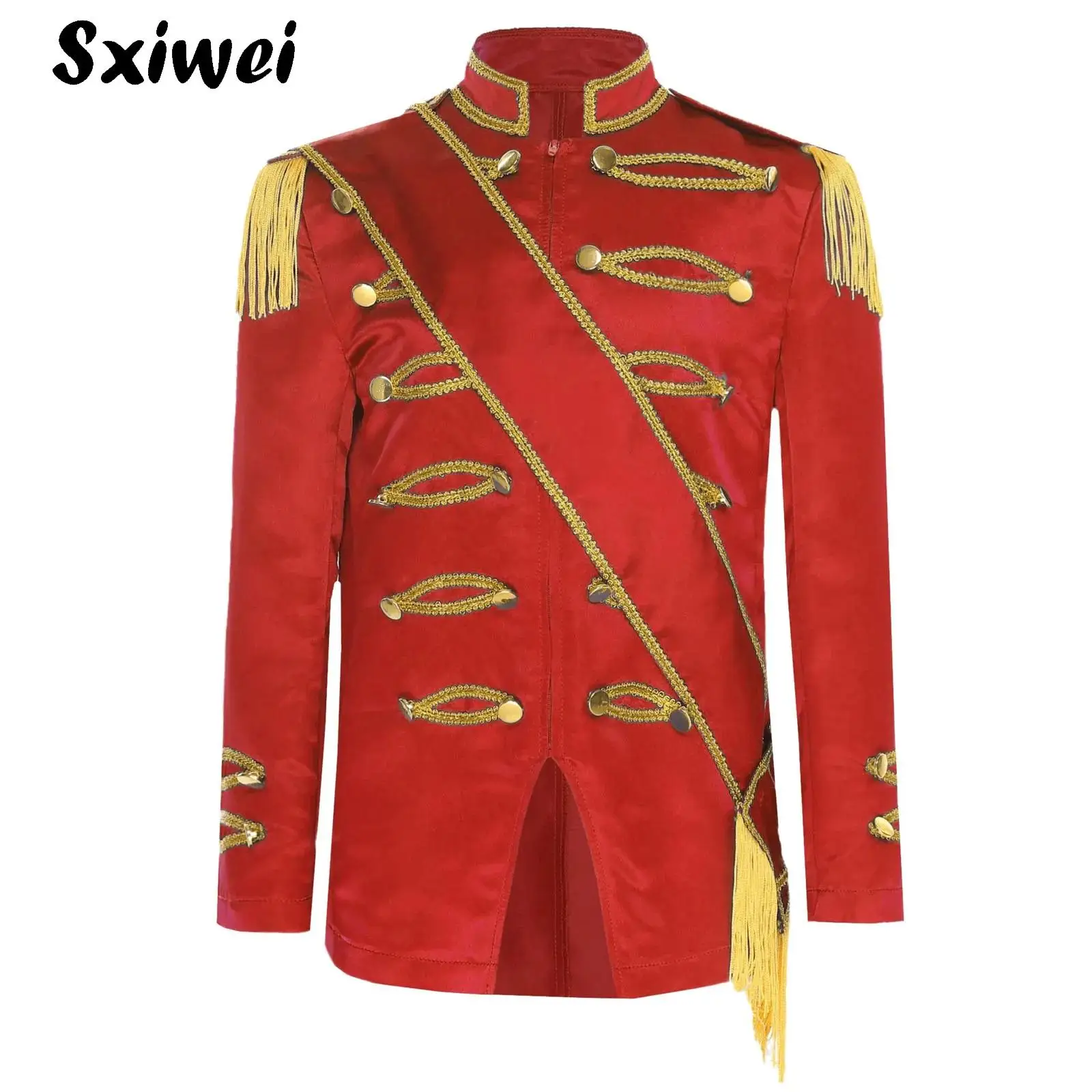 

Girls Boys Drum Trumpet Costume Royal Honor Guard Uniform Tassel Circus Ringmaster Jacket Coat Halloween Nutcrackers Costumes