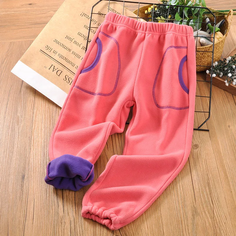 

2-14 Years Spring Fall Winter Girls Boys Kids Thermal Trousers Elastic Waist Polar Fleece Girls Boys Jogger Sweatpant Warm Pants